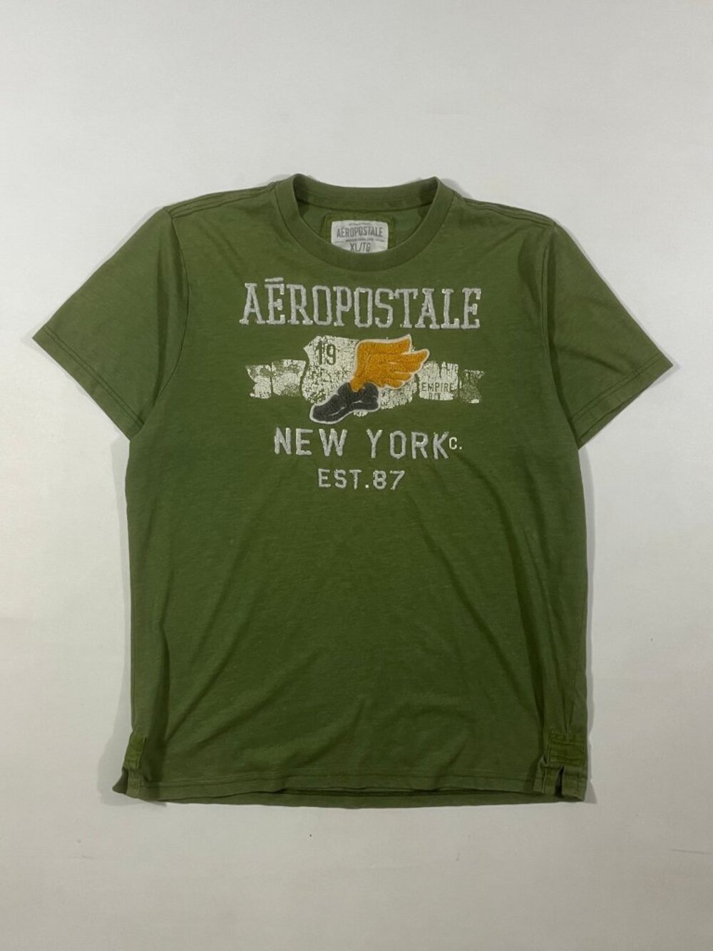 Aeropostale Olive Green New York Est 87 Winged Foot Graphic Tee XL